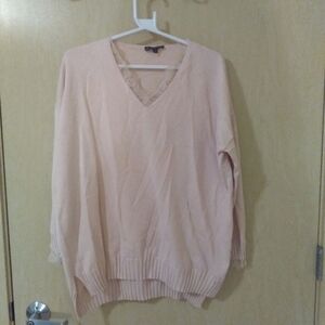 Adrianna Papell Pink Lace Oversized Sweater (S)